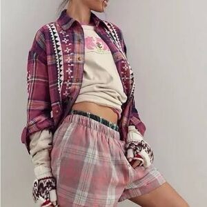 FREE PEOPLE We the Free Nordic Chill Plaid Shirt Jacket XS S Small New with tags